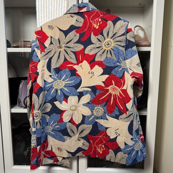Pykettes Vintage 80’s Blue and Red Floral Patterned Blazer Women's Size Large - Picture 7 of 7